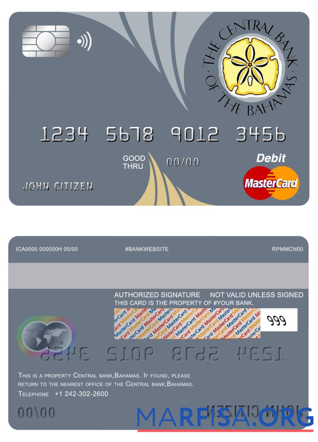 Downloadable Bahamas The Central bank mastercard template